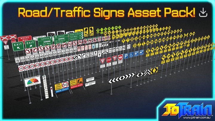 Traffic Road Signs Asset Pack | Aussie, American 3D Model