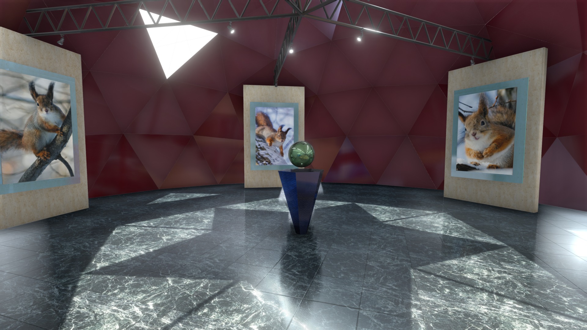 3D model VR Gallery 2 - This is a 3D model of the VR Gallery 2. The 3D model is about a room with art on the wall.