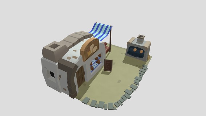 Stylized Low Poly Bakery 3D Model