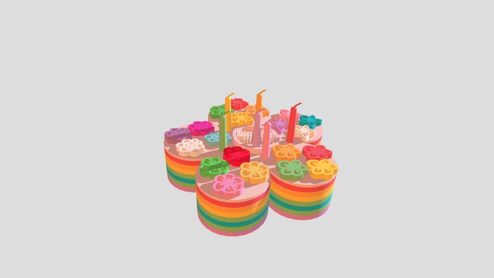 Flower shaped birthday cake 3D Model