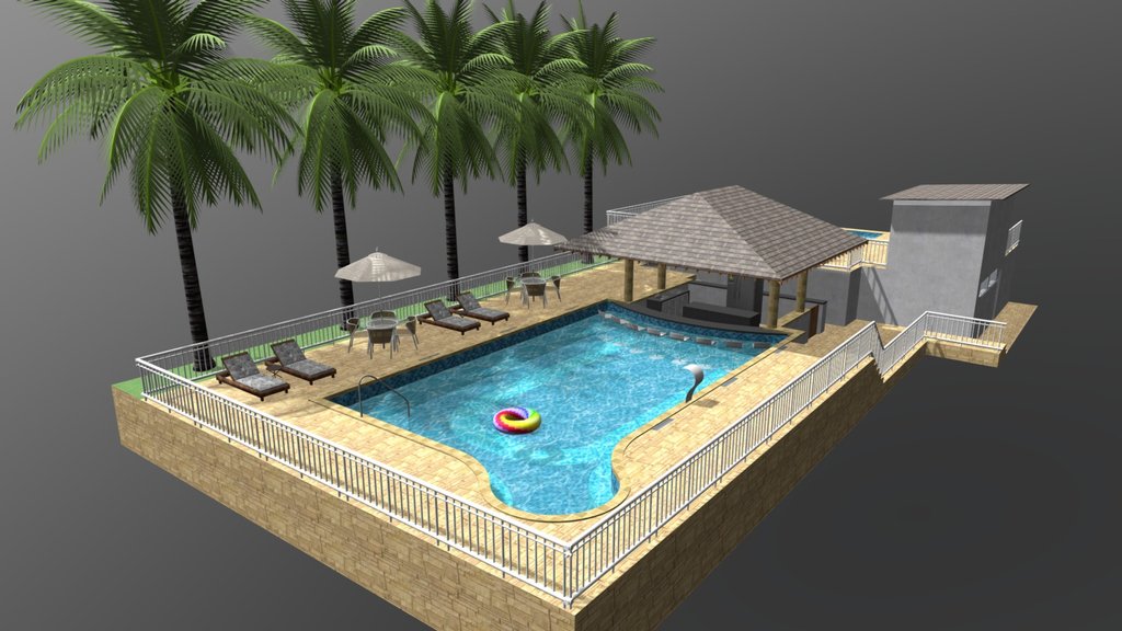 Piscina aquecida com bar molhado