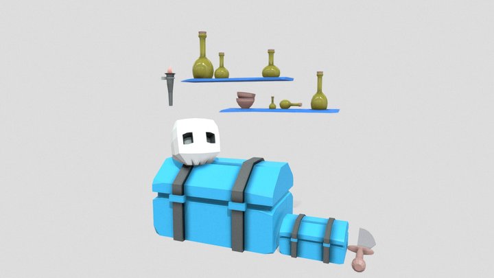 Bottles And Chests 3D Model