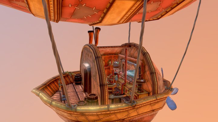 Steampunk Airship with Captain's Quarters 3D Model