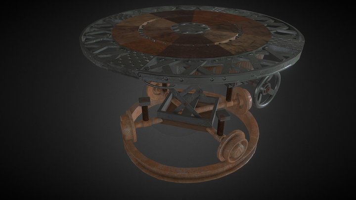 Old Industrial Table 3D Model