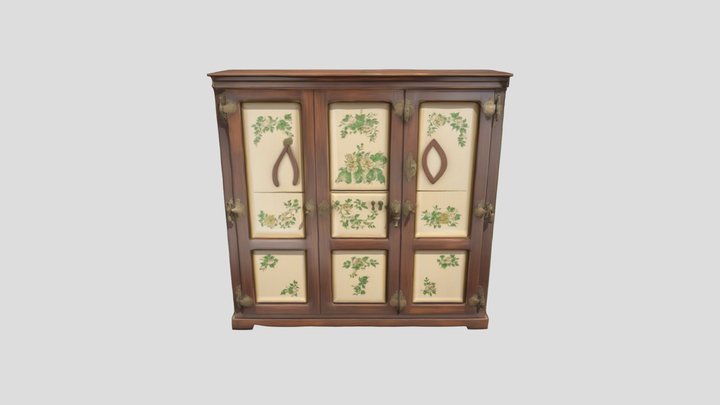 Vintage Floral Wardrobe 3D Model