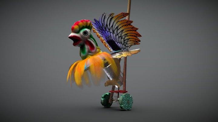 Toy Chicken Push Along 3D Model