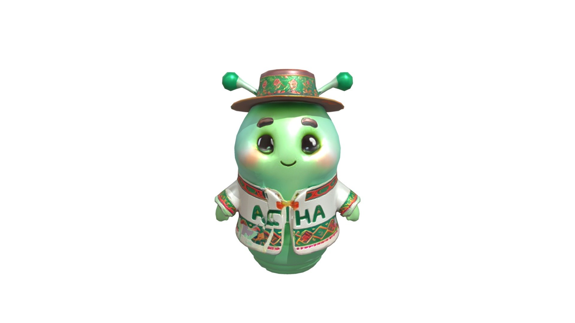 Charming caterpillar character with festive att - 3D model by ...