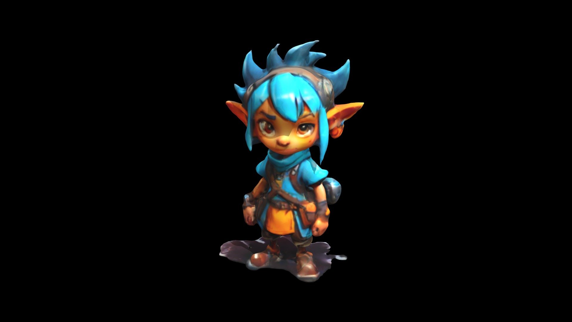 a cartoon character with blue hair and orange - Download Free 3D model ...