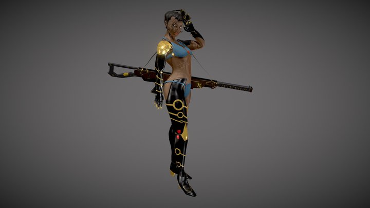 Nesskain Female Cyborg: Posed 3D Model