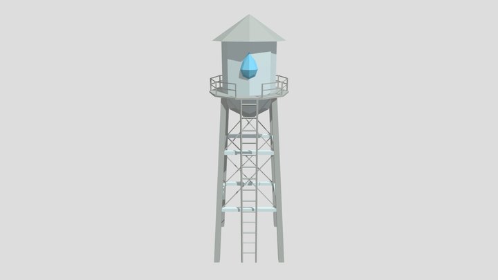 Low Poly Water Tower 3D Model