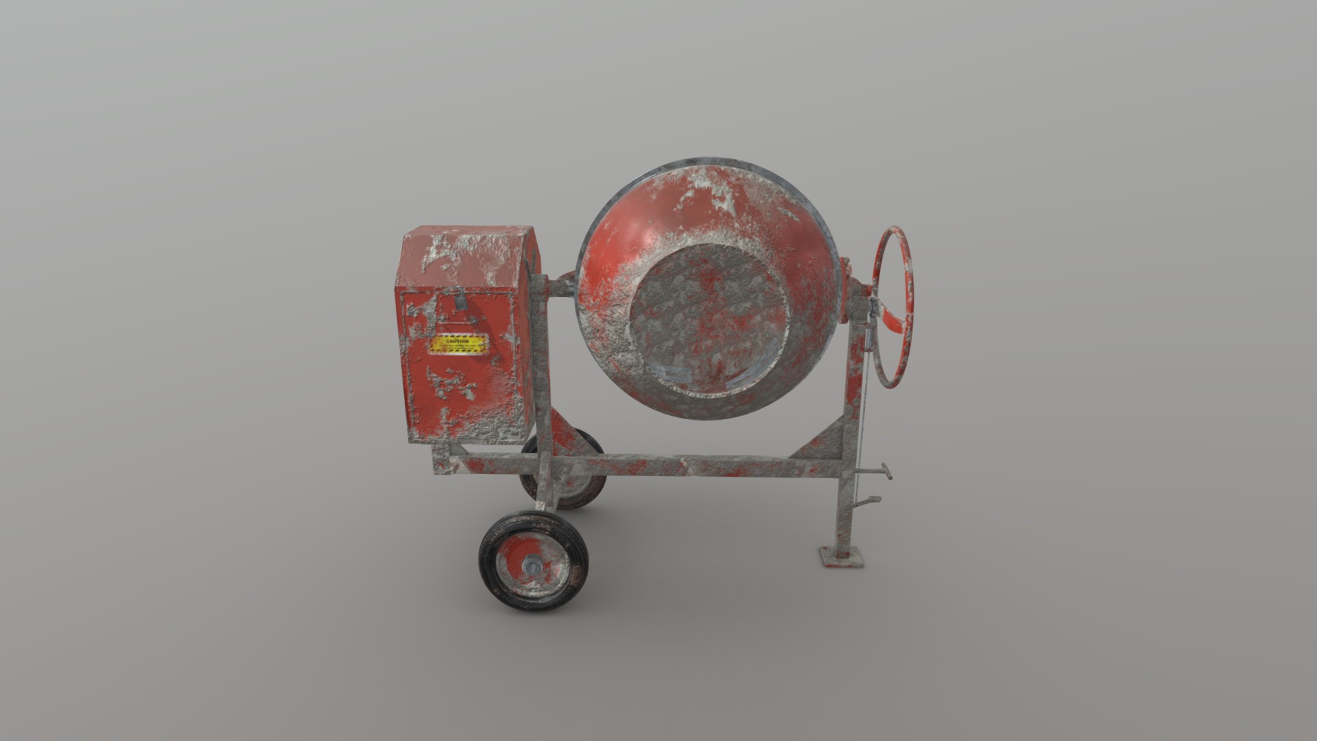 3D model Cement Mixer Dirty - This is a 3D model of the Cement Mixer Dirty. The 3D model is about a red and white shopping cart.