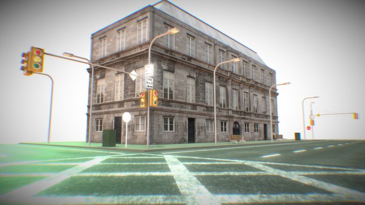 18th Century City Building Low Poly 3D Model