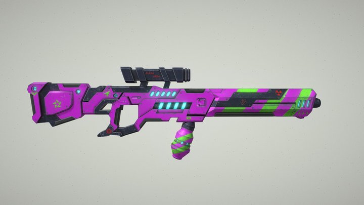 Futuristic Rifle Low Poly game-ready 3D Model