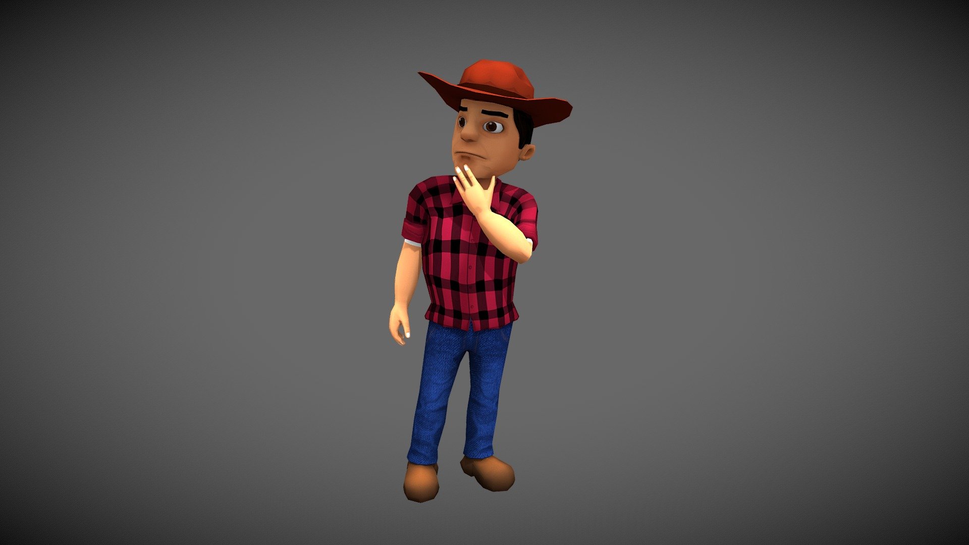 3D model Farmers Hat VR / AR / low-poly