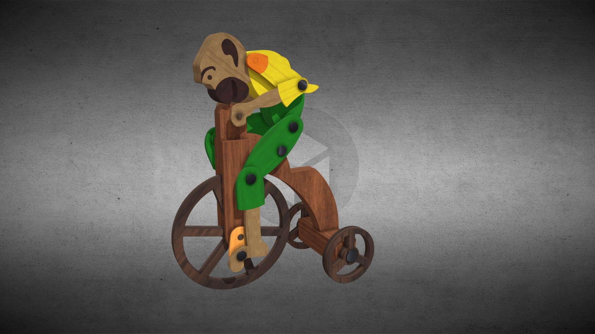 Monkey Riding Bike Wooden Toy