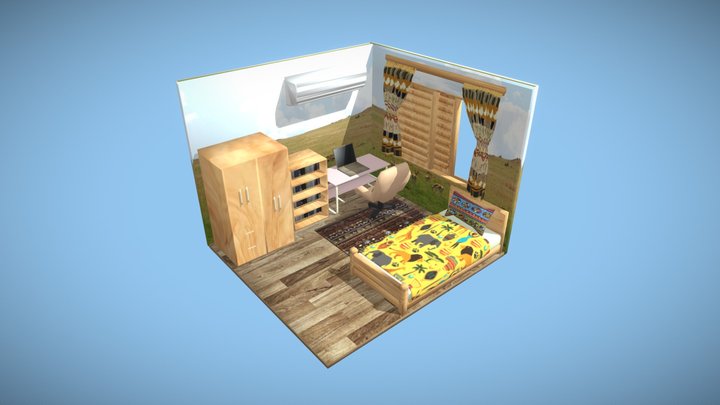 非洲元素主題房間 3D Model