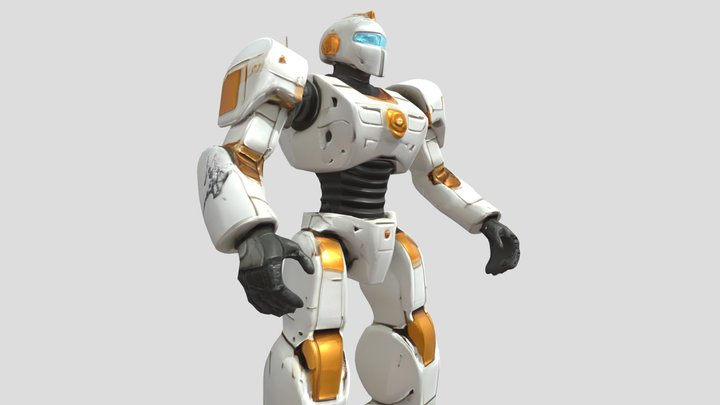 futuristic humanoid robot standing upright 3D Model