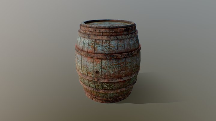 Battered Old Wooden Barrel 3D Model