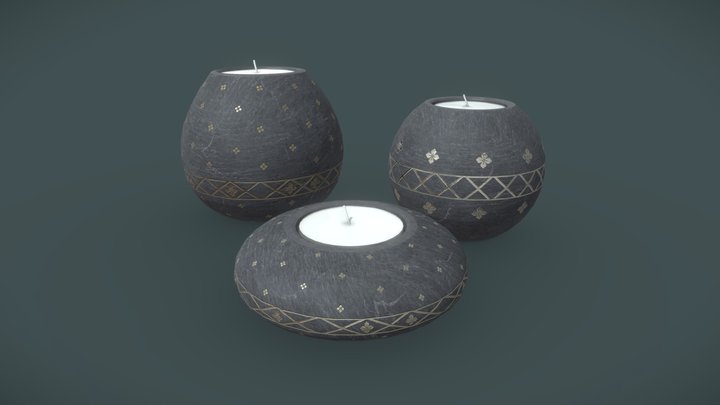 Stone Candle Holders 3D Model