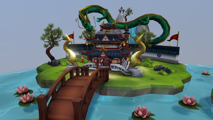 Oriental Dragon Temple 3D Model