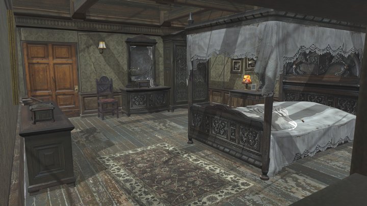 Abandoned mansion bedroom 3D Model