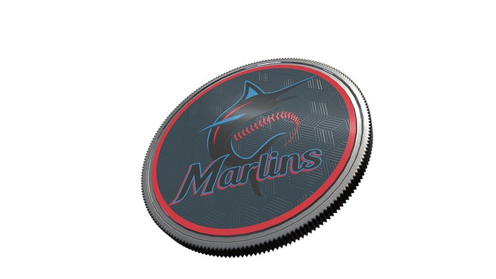 USA Made Antique Silver Marlins Coin 3D Model
