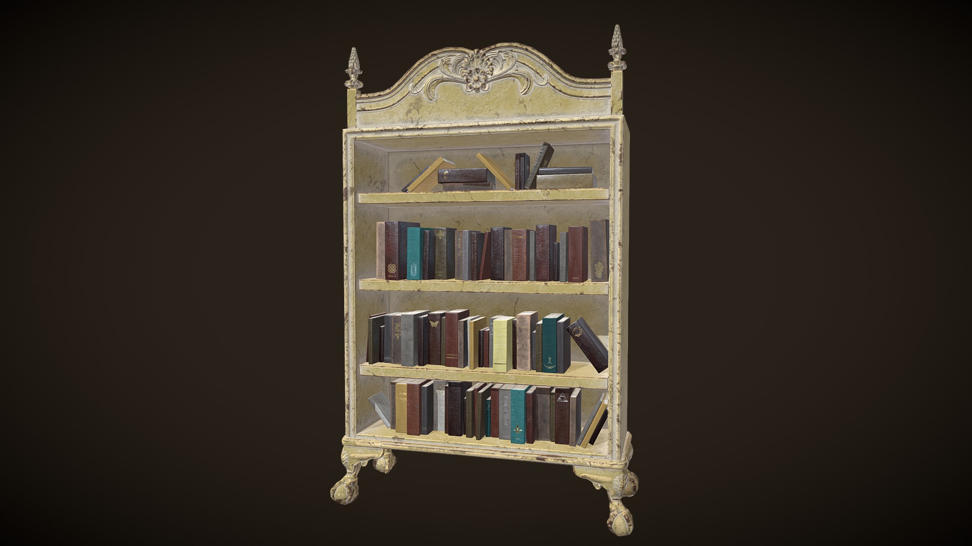 3D model Book Case Short – With Books - This is a 3D model of the Book Case Short - With Books. The 3D model is about a book shelf with books.
