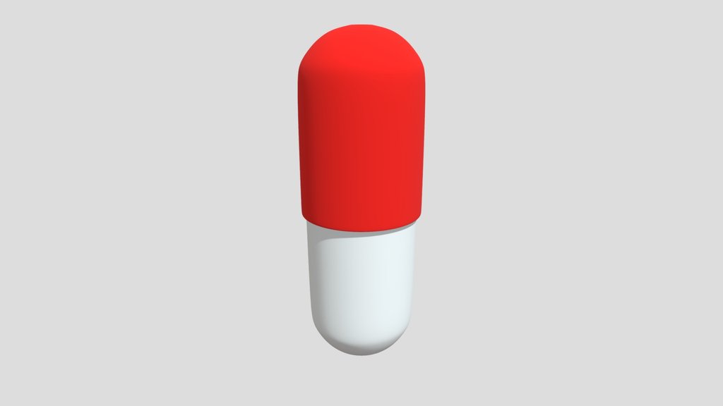 Realistic 3D Medical Capsule Model (Red &White)