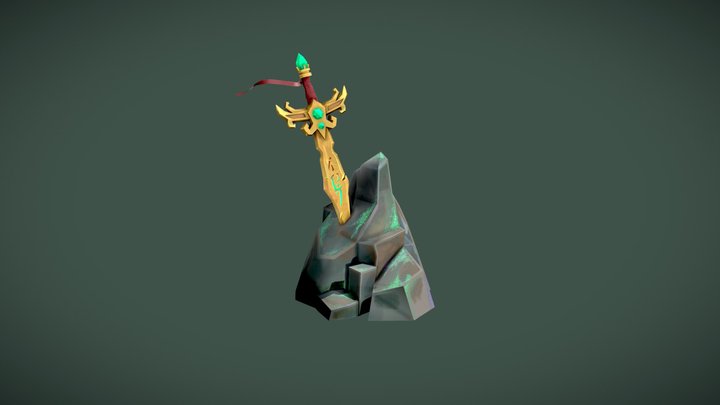 Fantasy Sword Scene 3D Model