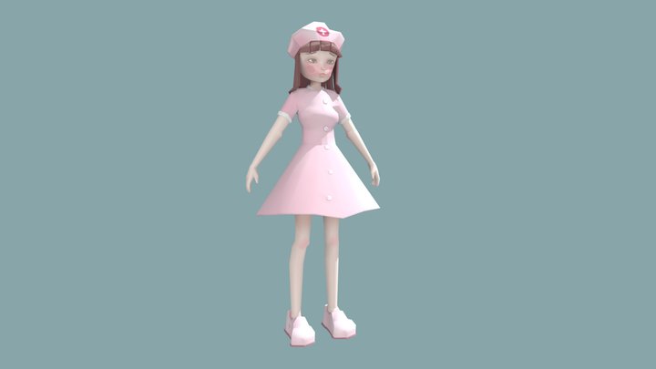 Low Poly Nurse 3D Model