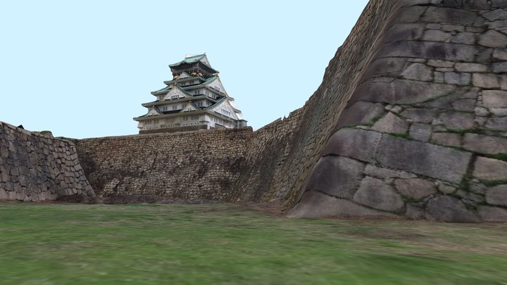 大阪城内堀・空堀の石垣/Osaka Castle Stone Wall 3D Model