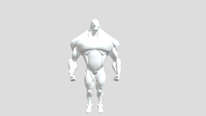 Stylized big muscle base mesh man 3D Model