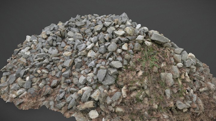 Large dirty flint stone pile 3D Model