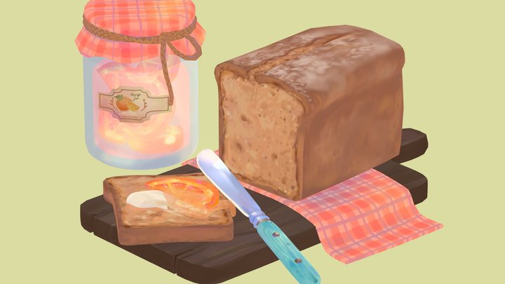 Orange Jam & Bread 3D Model