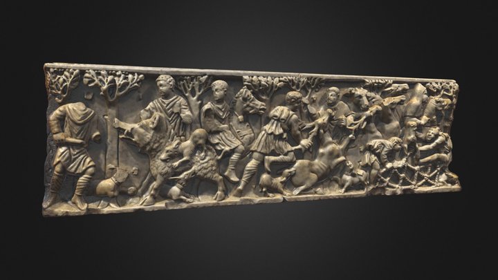 Sarcophagus of the boars and deers hunting 3D Model