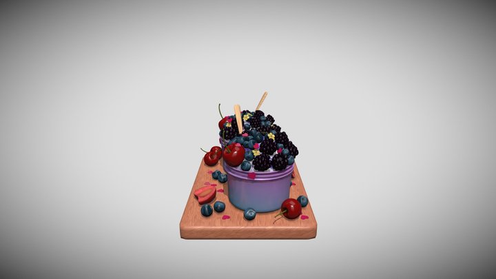 Blueberry Ice cream 3D Model