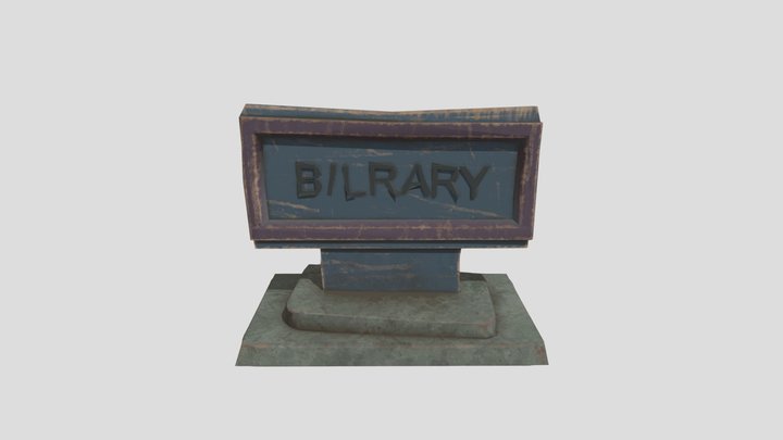 Library Sign 3D Model