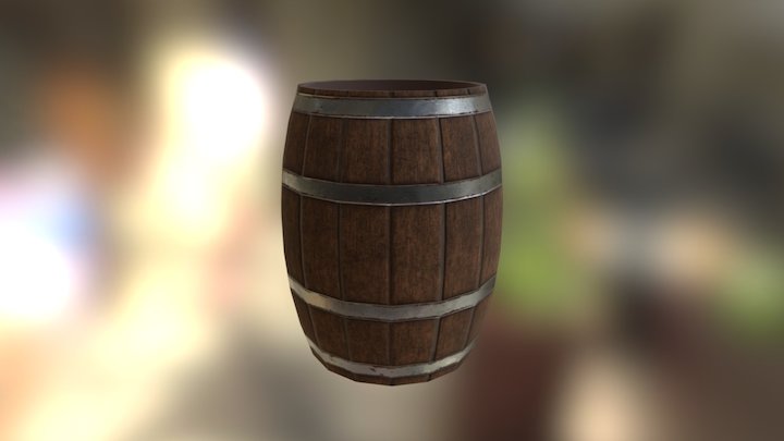 Wooden Barrel 3D Model