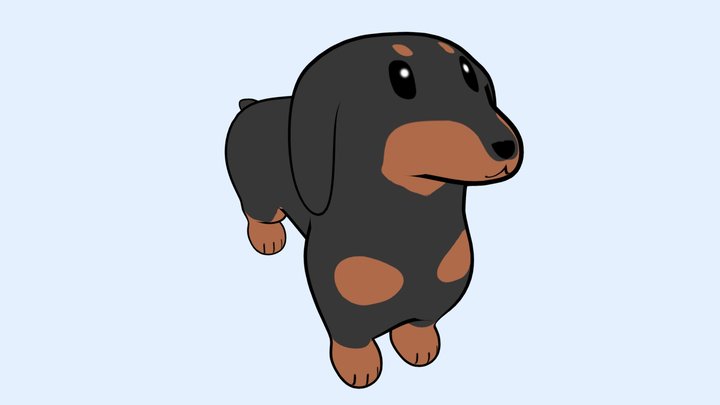 A Dachshund Dog With A Toon Cell Shade Style 3D Model