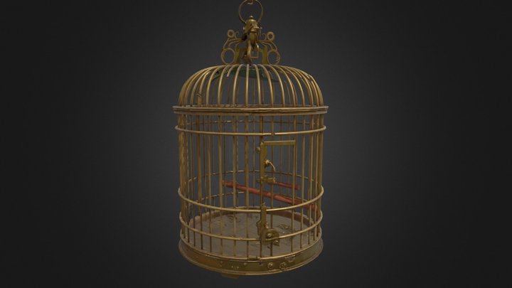 Antique Brass Birdcage – Domed Prop