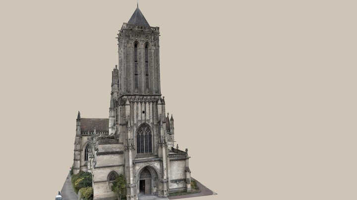 Eglise Saint-Jean à Caen et sa tour penchée 3D Model