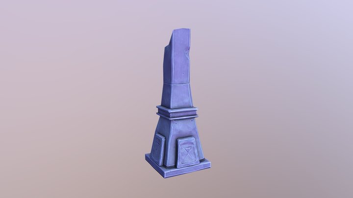 Stylized Broken Stone Pillar 3D Model