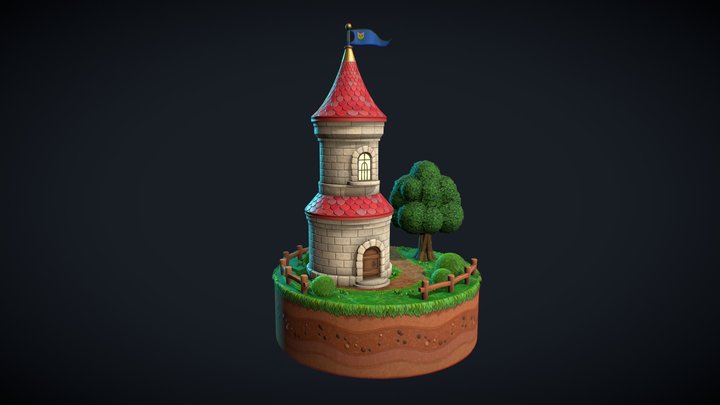 Low Poly Stylized Castle 3D Model