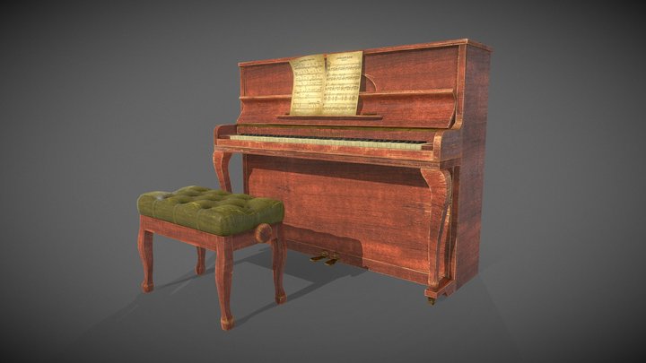 Vintage Piano (hi-poly) 3D Model