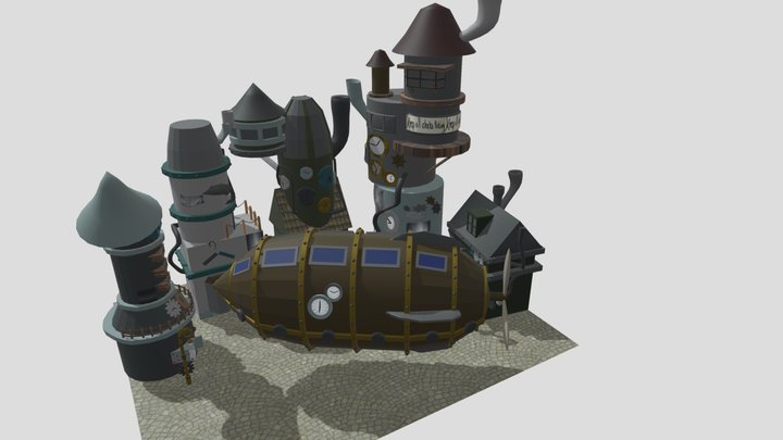 steampunk couryard 3D Model