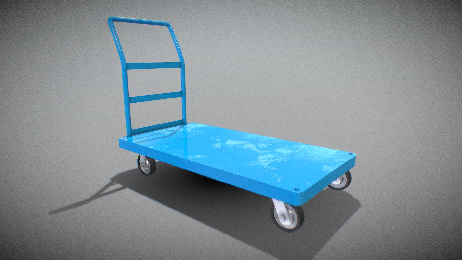 3D model Steel Cart blue painted - This is a 3D model of the Steel Cart blue painted. The 3D model is about a blue and white toy car.