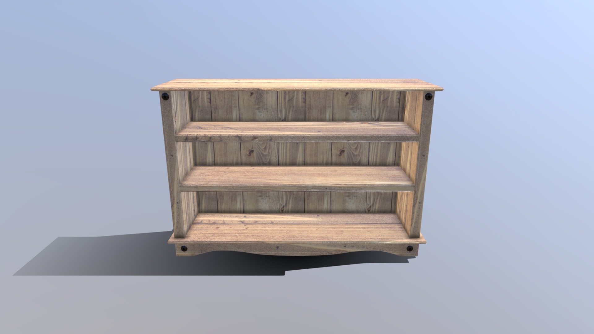 3D model Pine-bookshelf - This is a 3D model of the Pine-bookshelf. The 3D model is about a wooden box with a lid.