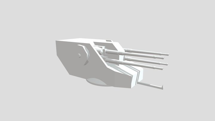 Quad 105mm gun turret - dual purpose 3D Model