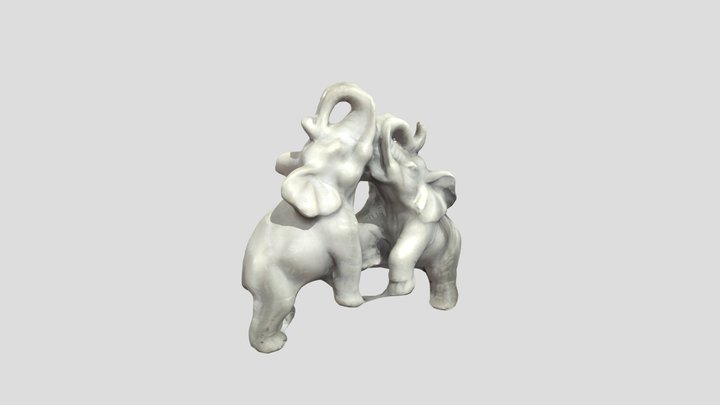 Carved Stone Elephants 3D Model