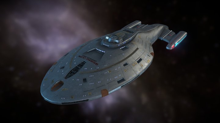 USS Voyager 4K Textures Star Trek Intrepid 3D Model